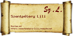 Szentpétery Lili névjegykártya