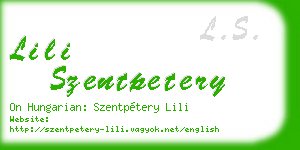 lili szentpetery business card